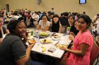 Students enjoying the last communal dinner of the semester